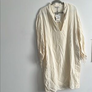 Zara Cream V-Neck Dress NWT
